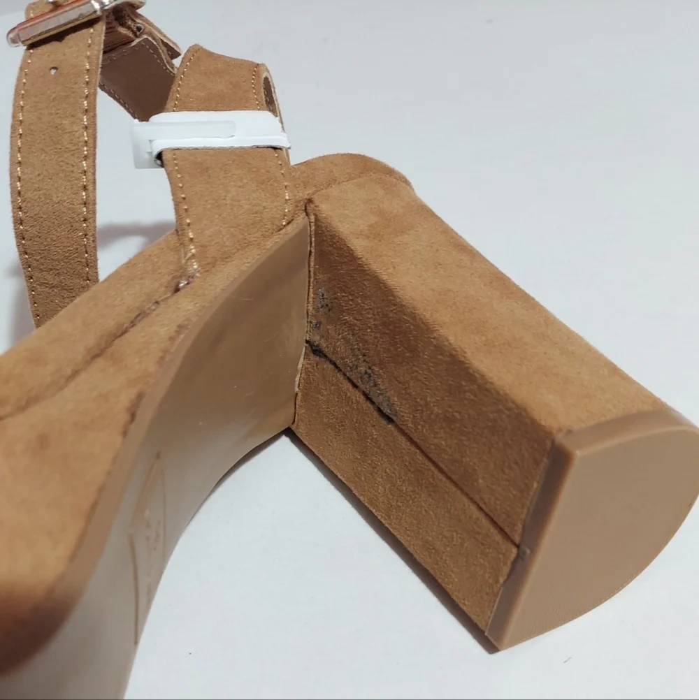 Sun + Stone, Heel Shoes Size 9.5 Brown Womens Dress Sandals Suede Platform